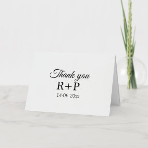 Thank you add couple name initial letter text date foil holiday card