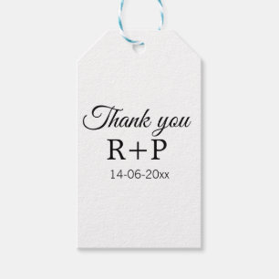 Thank you add couple name initial letter text date gift tags