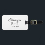 Thank you add couple name initial letter text date luggage tag<br><div class="desc">For lovers like us</div>