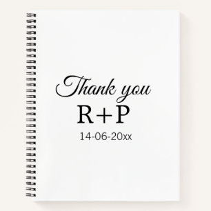 Thank you add couple name initial letter text date notebook