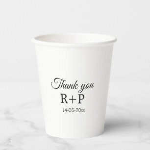 Thank you add couple name initial letter text date paper cups
