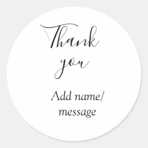 Thank you add name message simple stylish calligra classic round sticker