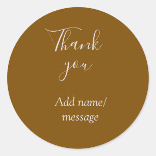 Thank you add name message simple stylish golden s classic round sticker