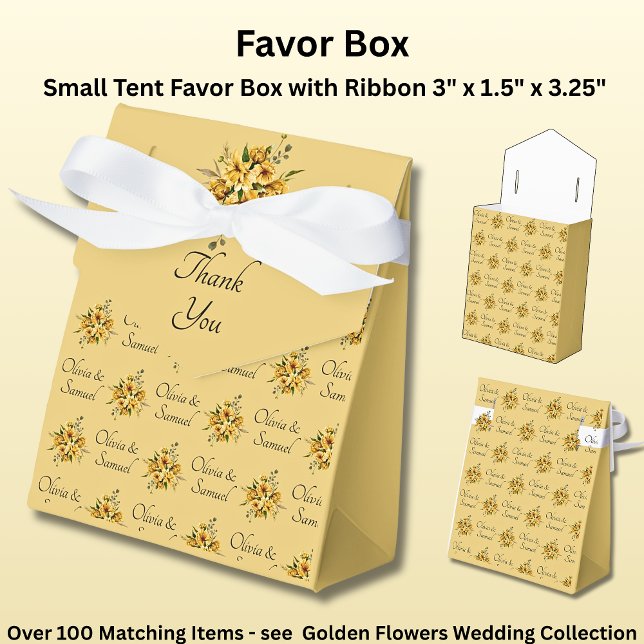 Thank You, & Add Your Names Golden Flowers Favour Box (Creator Uploaded)