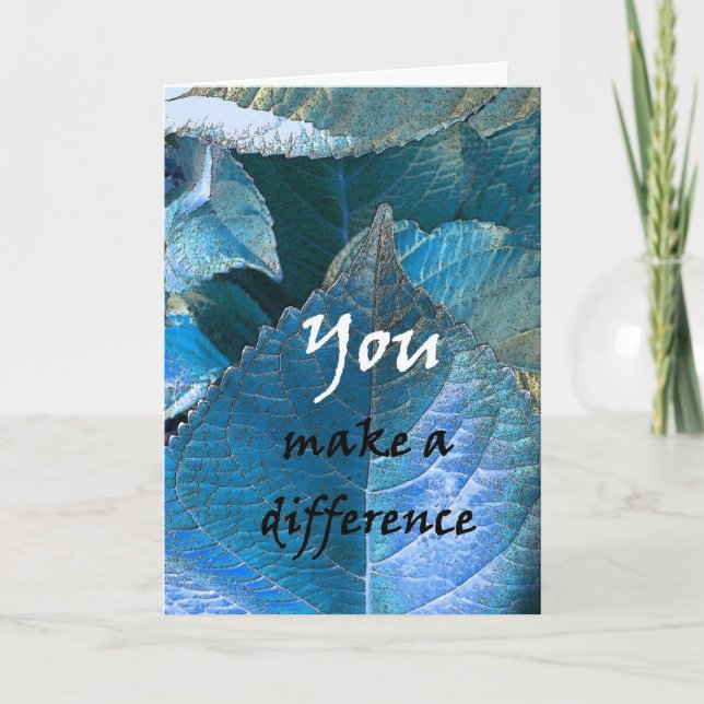 THANK YOU Admin Professionals Day BLUE LEAVES Card (Front)