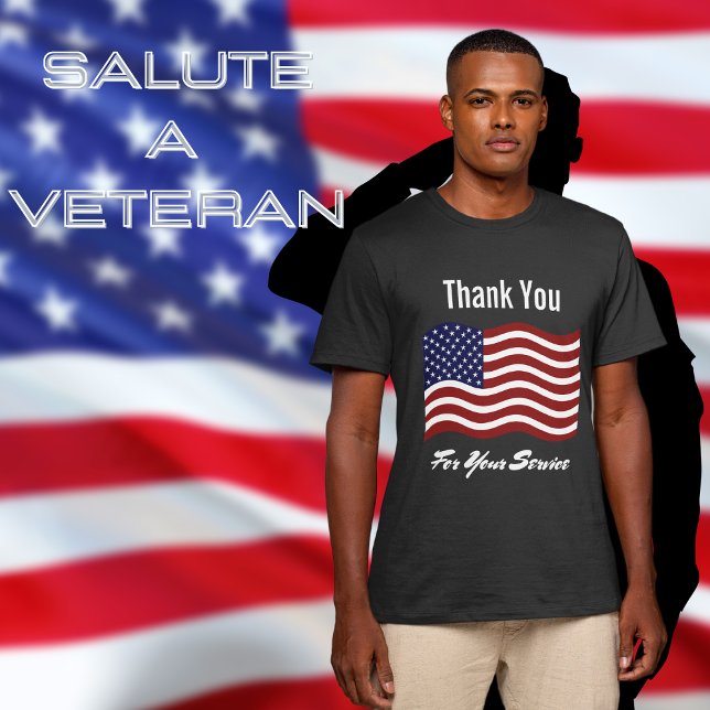 Thank You American Flag Veteran's Black T-Shirt (Creator Uploaded)