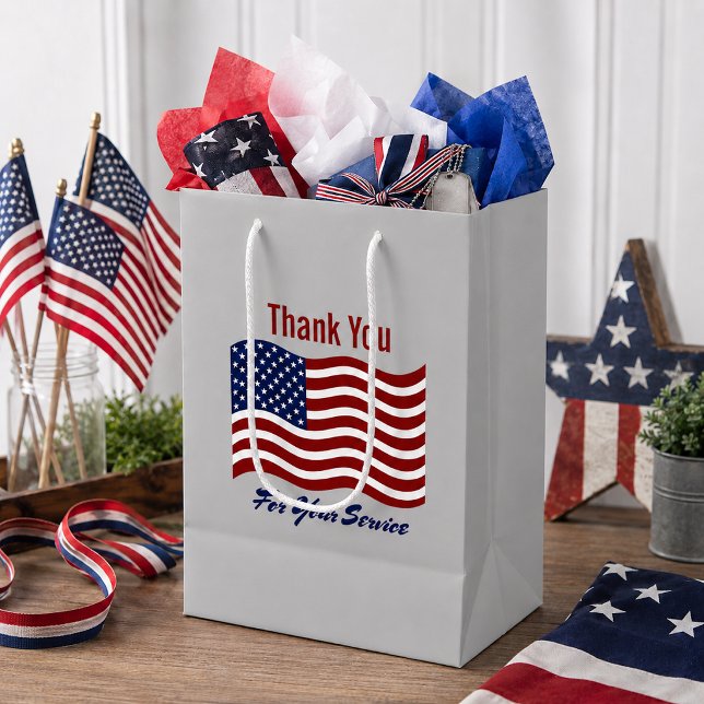 Thank You American Flag Veteran's Medium Gift Bag (Creator Uploaded)