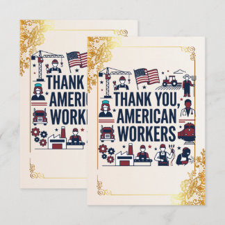 Thank You American Workers Labour Day Card