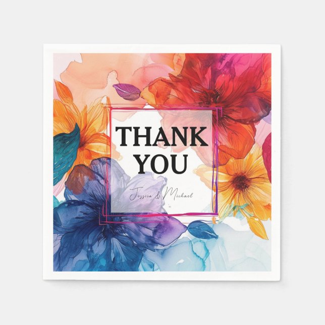Thank YOU Anemone Dreamscape Wedding Napkin (Front)