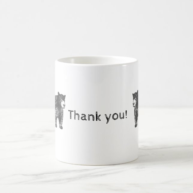 Thank You Appreciation Artistic Black Bear Coffee Mug (Center)