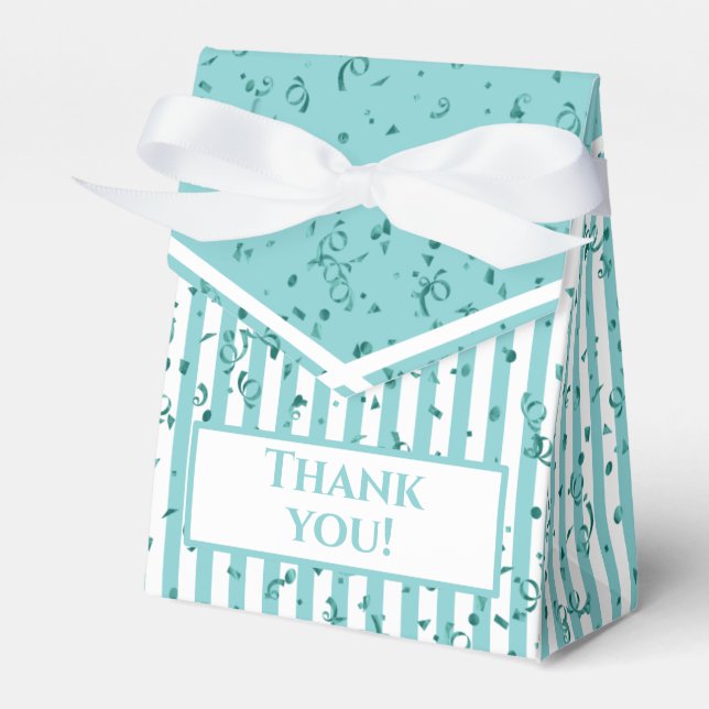 Thank You - Aqua/White Simple Stripes Pattern Favour Box (Front Side)