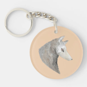 Thank You Artistic Grey Wolf Key Ring