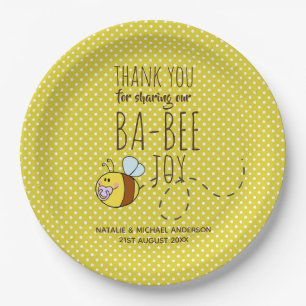 Thank You BA-BEE Baby Shower Yellow Polkadot Paper Plate