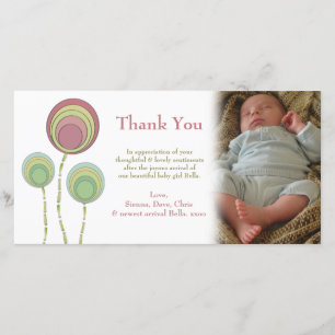 Thank You Baby Boy or Girl Photo Card Template