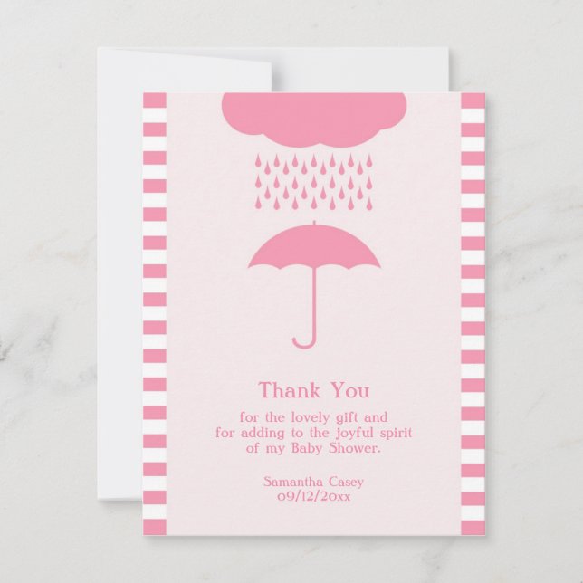 Thank You Baby Girl Shower Flat Card (Front)