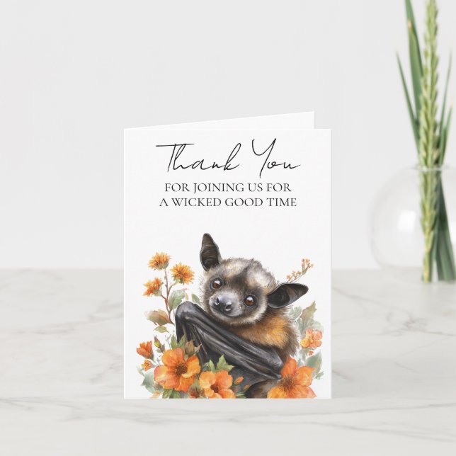 Thank you Baby Shower Bat Halloween  Card (Front)