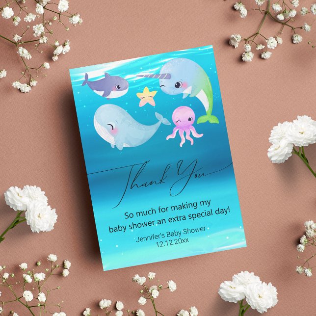 thank you baby shower chic handwriting aquarium  card (Creator Uploaded)