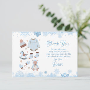 Thank You Baby Shower Cold Outside Snow Blue Boy Card