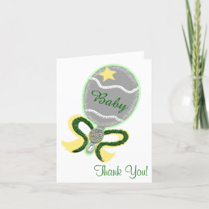 Thank You Baby Shower Elegant Rattle Card