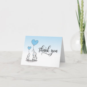 THANK YOU Baby Shower Elephant BOY Blue   BLANK Card