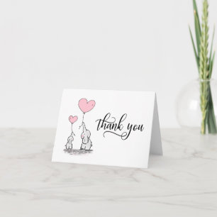 THANK YOU Baby Shower Elephant Girl Pink BLANK
