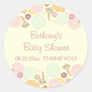Thank You Baby Shower Fancy Modern Floral Classic Round Sticker