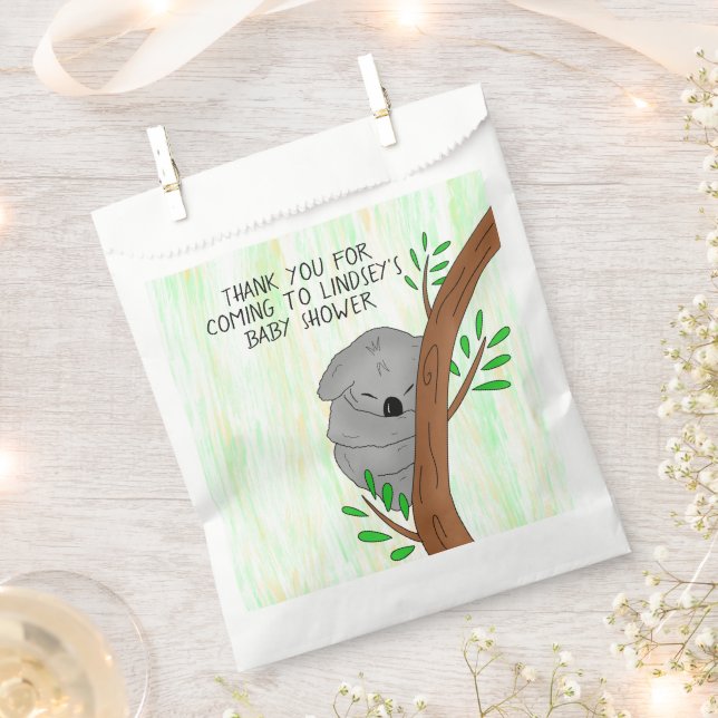 Thank You Baby Shower Favour Sleepy Koala Bear  Bags (Clipped)