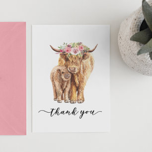 Thank you Baby Shower Highland Cow  Card