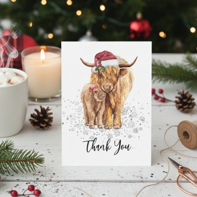 Thank you Baby Shower Highland Cow Christmas Card (Creator Uploaded)