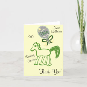 Thank You Baby Shower Horse and Yellow Star Rattle Card