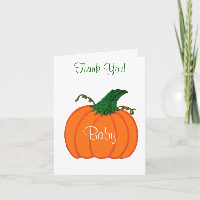 Thank You Baby Shower Orange Pumpkin Card (Front)