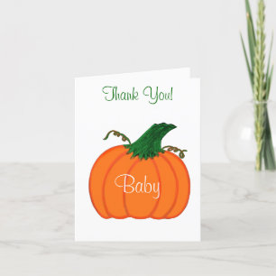Thank You Baby Shower Orange Pumpkin Card
