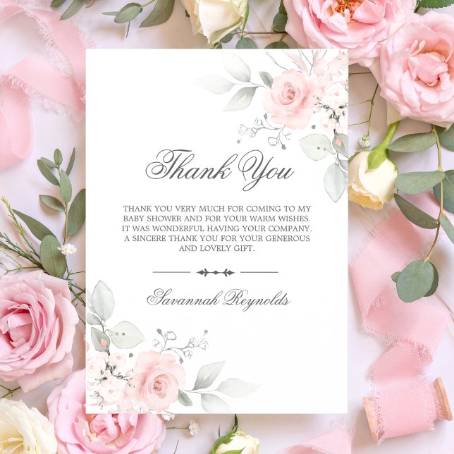 THANK YOU BABY SHOWER PINK FLORAL ROSES GIRL (THANK YOU BABY SHOWER PINK FLORAL ROSES GIRL)