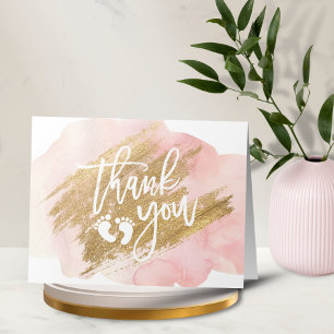 THANK YOU Baby Shower Pink Gold Watercolor