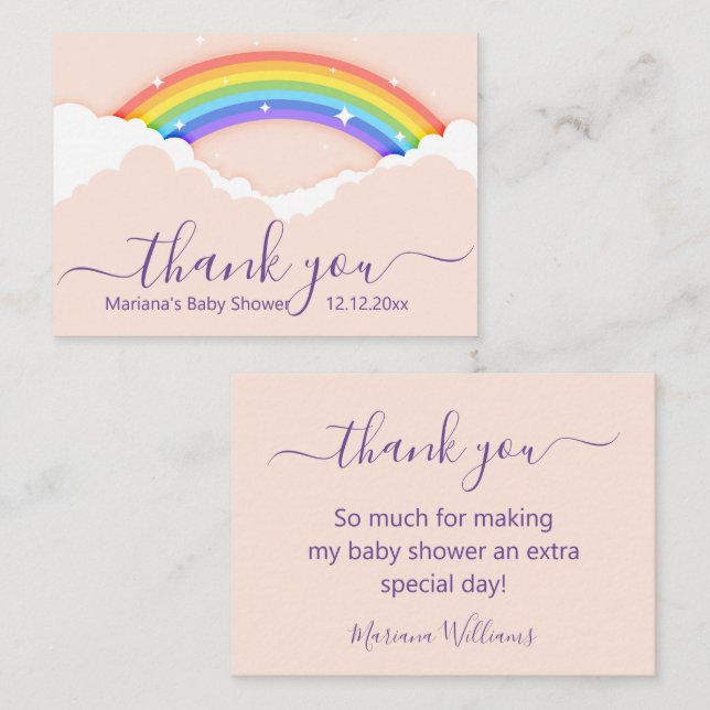 thank you baby shower rainbow purple pink card (Front/Back)