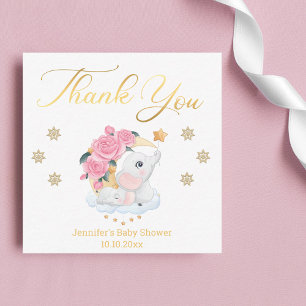 thank you,baby shower sweet elephant golden   card
