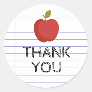 Thank You Back to School Teacher Apple Class Classic Round Sticker