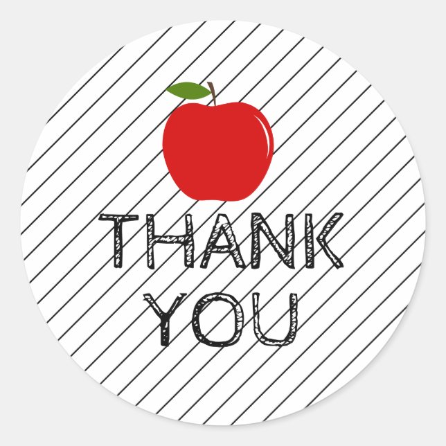  Thank You Back to School Teacher Apple Class Classic Round Sticker (Front)