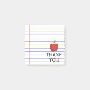 Thank You Back to School Teacher Apple Class Post-it Notes