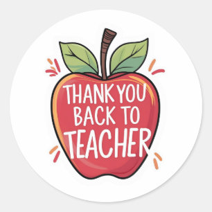 Thank You Back to School Teacher Apple Classic Round Sticker