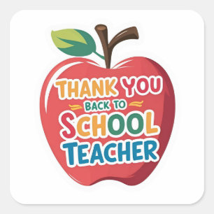 Thank You Back to School Teacher Apple  Square Sticker