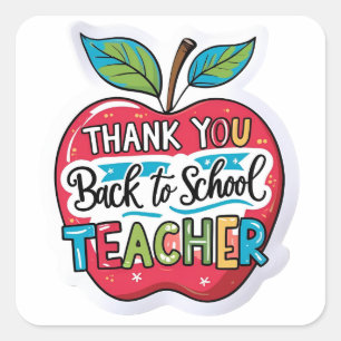 Thank You Back to School Teacher Apple Square Sticker