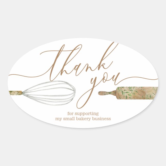 Thank You Bakery Small Business Oval Sticker (Front)