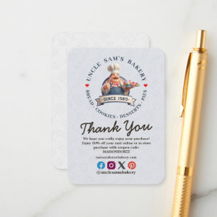 Thank You Bakery Store Pastry Chef Desserts Sweets Enclosure Card