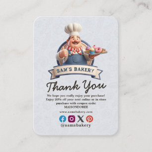 Thank You Bakery Store Pastry Chef Desserts Sweets Enclosure Card
