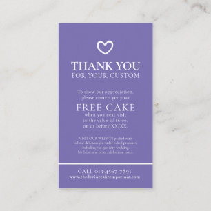 Thank you baking business photo free cake promo card