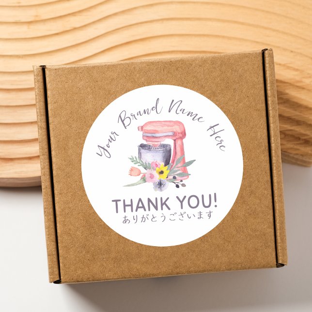Thank You Baking Utensil Pastry Chef Mixer Pink Classic Round Sticker (Creator Uploaded)