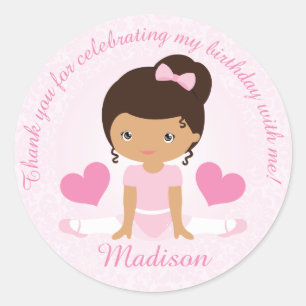 Thank You Ballerina Birthday Party Party Custom Classic Round Sticker