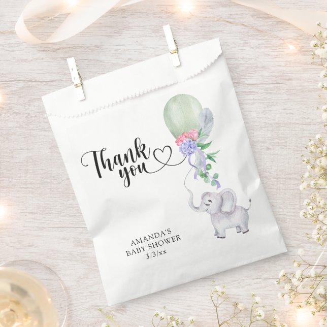 Thank you Balloon and Elephant  Favour Bags (Clipped)