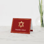 THANK YOU bar mitzvah gold star burgundy dark red<br><div class="desc">[ NOTE - THE GOLD EFFECT IS A PRINTED PICTURE ] A modern, simple design for a THANK YOU CARD Setup as a template it is simple for you to add your own details, or hit the customise button and you can add or change text, fonts, sizes etc TIP ::...</div>